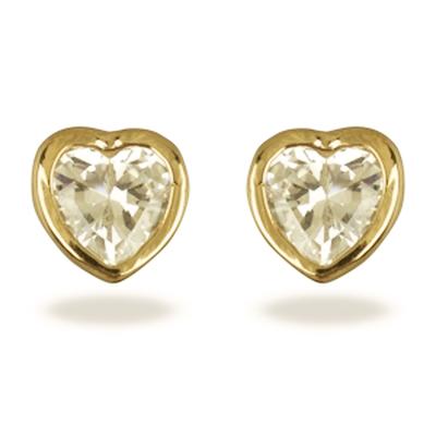 [R4127] - Gold Plated Earrings 'Coeur Essentiel' Golden White - 5x5 Mm