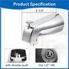 4X Bathroom Tub Spout,5 1/4 Inches Reach Wall Front Mount With Shower Diverter 1/2In IPS Inside Thread Faucet Spout