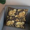 2D Cute Golden Cats With Leaves Pillow Cover Pattern Cushion Cover Suitable For Sofa Bedroom Car Pillow Cover