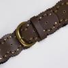 Retro Studded Wide Belt for Women And Lady 7.5cm Width PU Leather Waist Strap with Metal Rivets for Casual Outfits