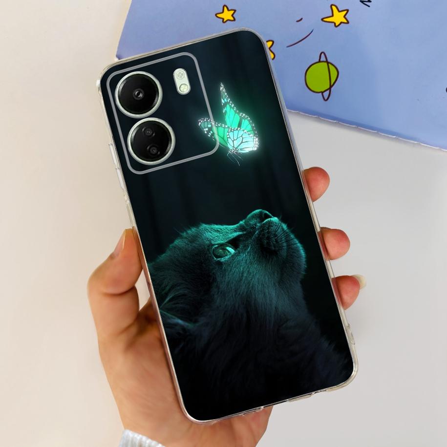 For Xiaomi POCO C65 Case Transparent Silicone Soft TPU Phone Cover For Xiaomi Mi Poco C65 Protective Bumper PocoC65 Flower Funda