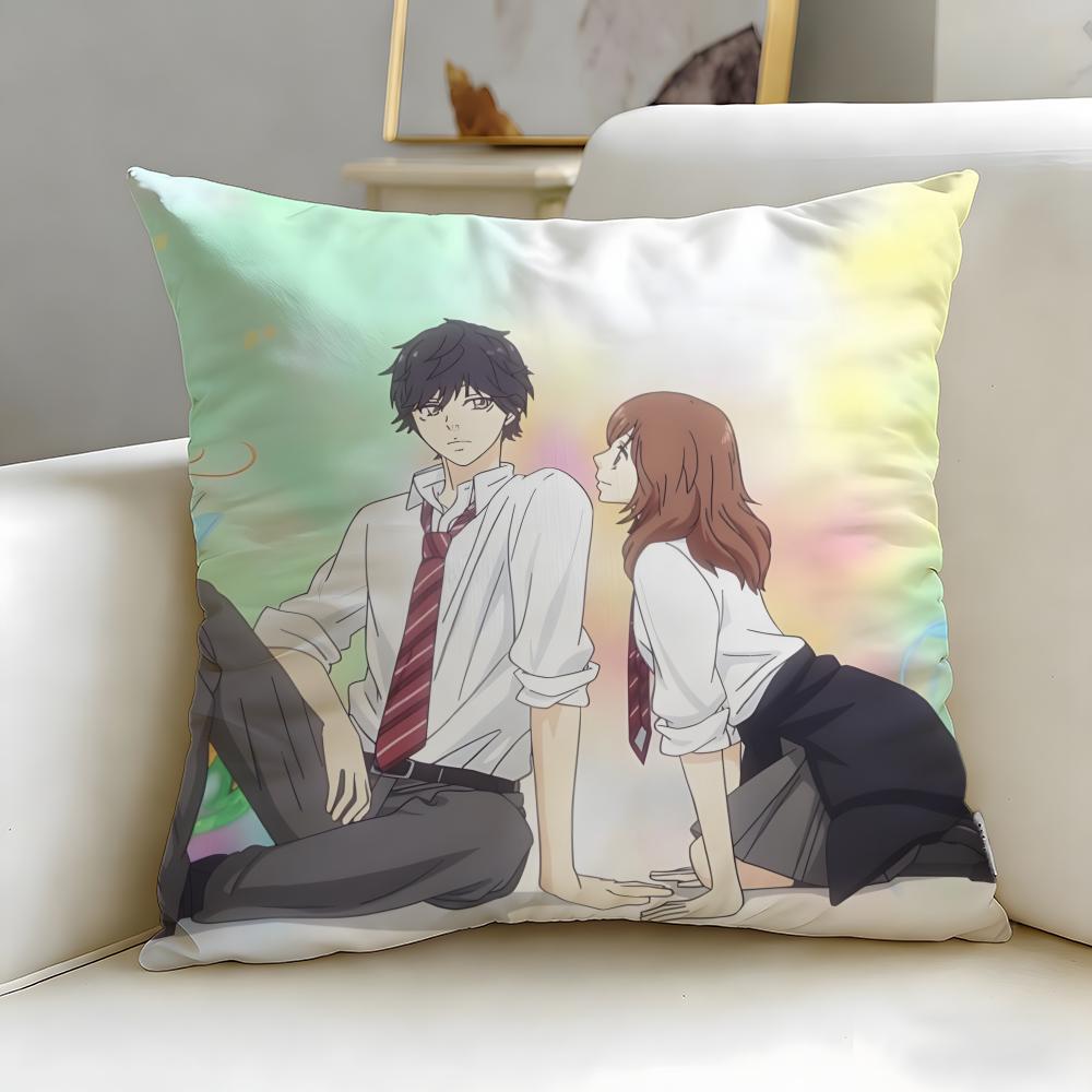 classic manga Ao Haru Ride Cushion Cover Soft & Easy-Wash Pillow Case – Versatile for Couch, Bed, Travel and Office