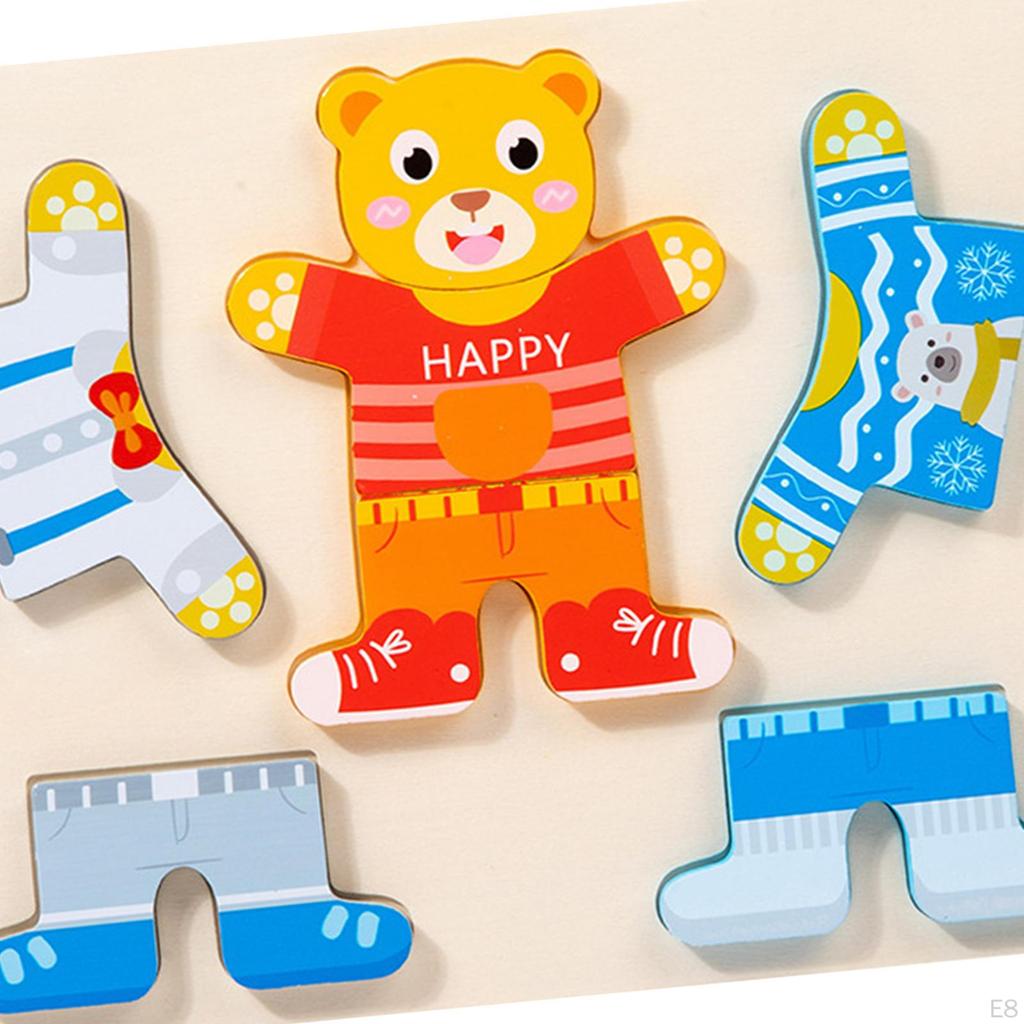 Wooden Dress Up Puzzles Sorting and Matching Educational Toys Animal Shape Montessori for Baby