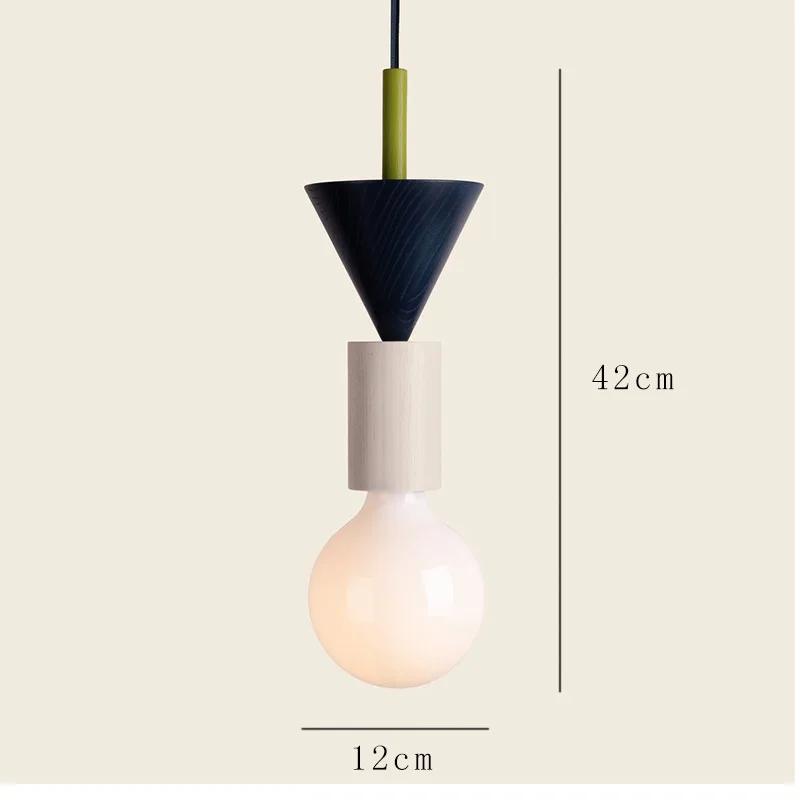 Simple Cartoon Colored Wooden Light Children's Room Bedside Lantern Led for Living Room Wall Switch Ceiling Lamps Chandelier