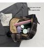 Retro Plaid Plush Shoulder Tote - Classic Large Capacity for College Students