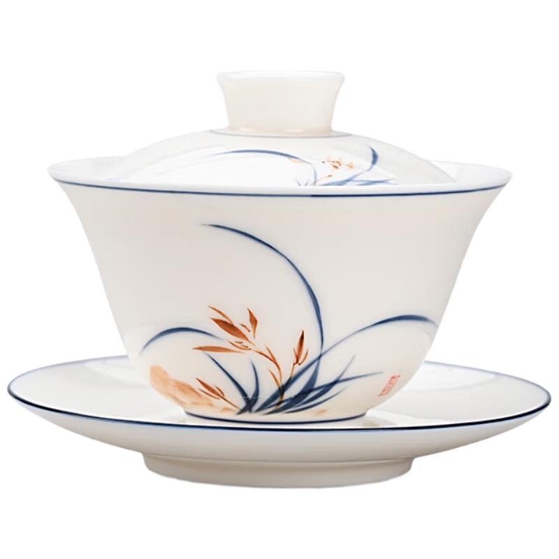 Gold-Inlaid Jade Style Porcelain Gaiwan