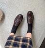 Cowhide version~~ New small leather shoes women's thick heel platform lazy shoes genuine leather loafers