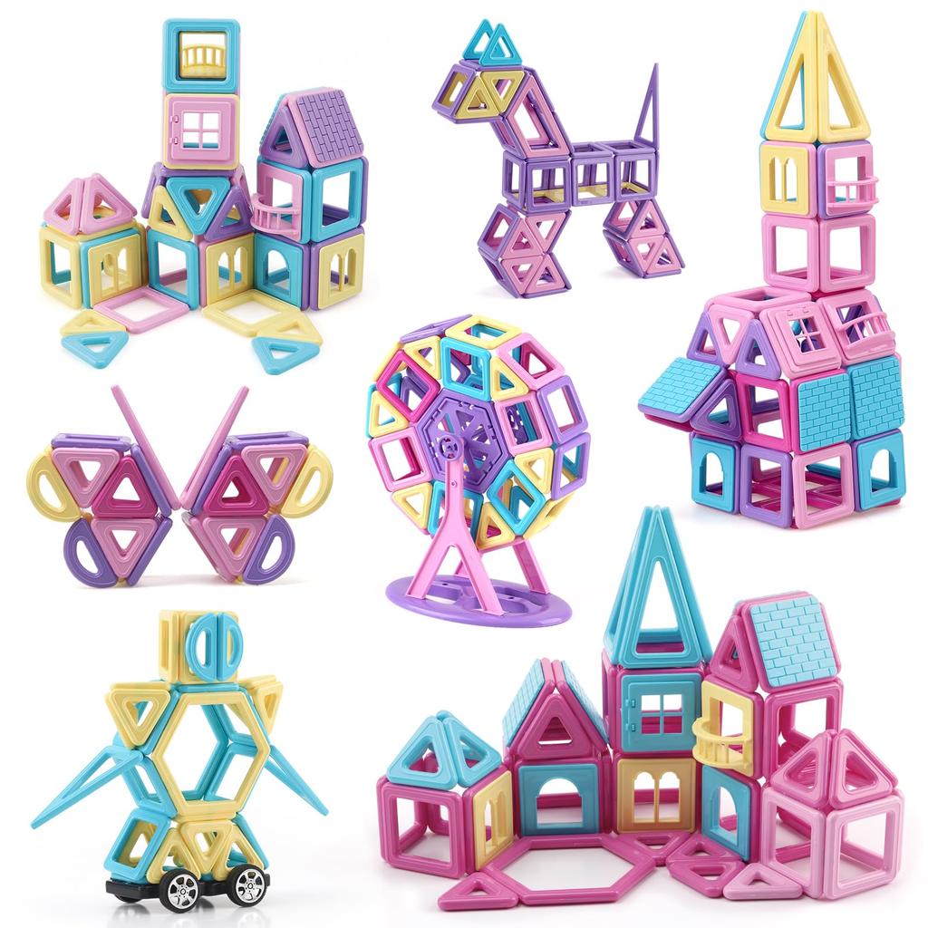 HIWO 129-Piece Magnetic Building Blocks, Magnetic Toys for Girls, Educational Toys, Cute 3D Puzzles for Kids, Boys, Elementary School Students,