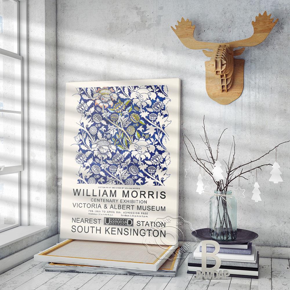 Marineblau William Morris Museum Ausstellung Retro Poster Nordische Florale Kunst Malerei Wandkunst Druck Pflanzenmuster Heimdekor Geschenk Ohne Rahmen
