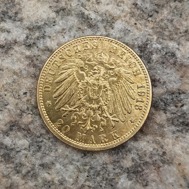 1913 Baden, Niemcy, 20 marek, moneta pozłacana, mosiądz, replika, moneta, europejska i amerykańska, rękodzieło vintage, 23mm