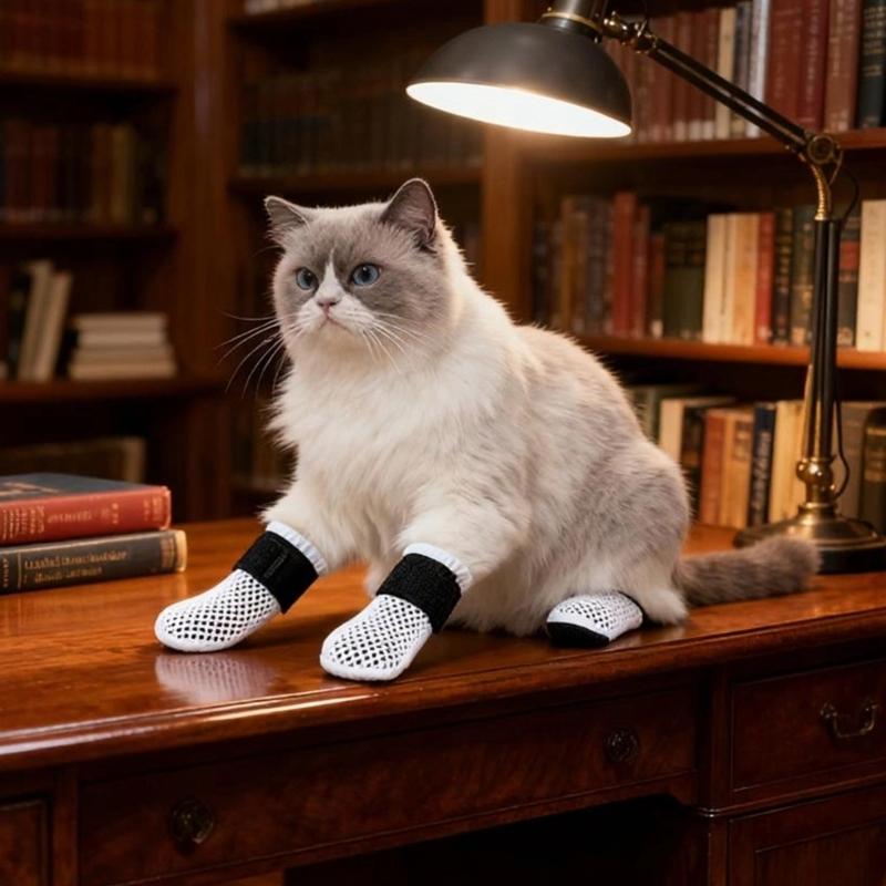 2 Pair Dog Socks Protective Thick Grip Dogs Feet Cover Socks with Adjustable Sticker for Outdoor Prevents Sliding