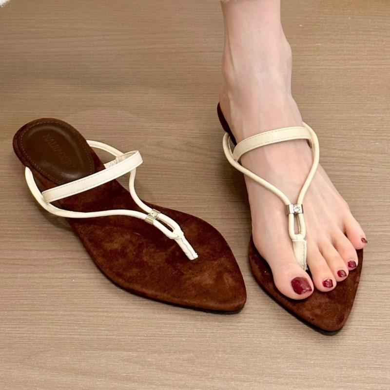 Fashion 2025 New Summer Women's Cross-Strap Open Toe Flip Flop Sandals Pointed Thong Beach Slippers Casual Sole Shoes Fashion Sandals
