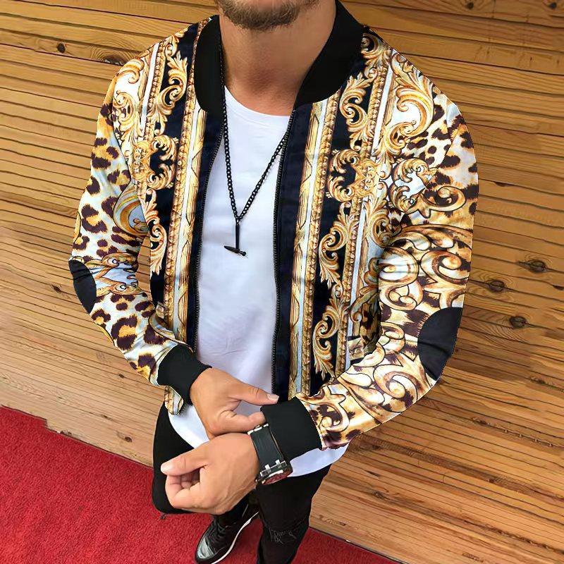 Men s Fashion Autumn New Zipper Coat Men s 3D Printing Casual Top Men s Autumn and Winter Jacket Coat M дубильная кора
