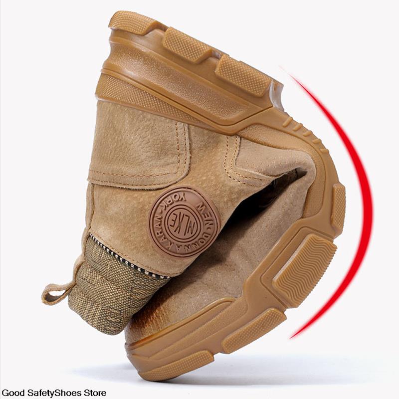 Men Safety Shoes Autumn Winter Work Shoes Puncture-Proof Steel Toe Work Boots Men Women Safety Shoes High Top Hiking Boots Male