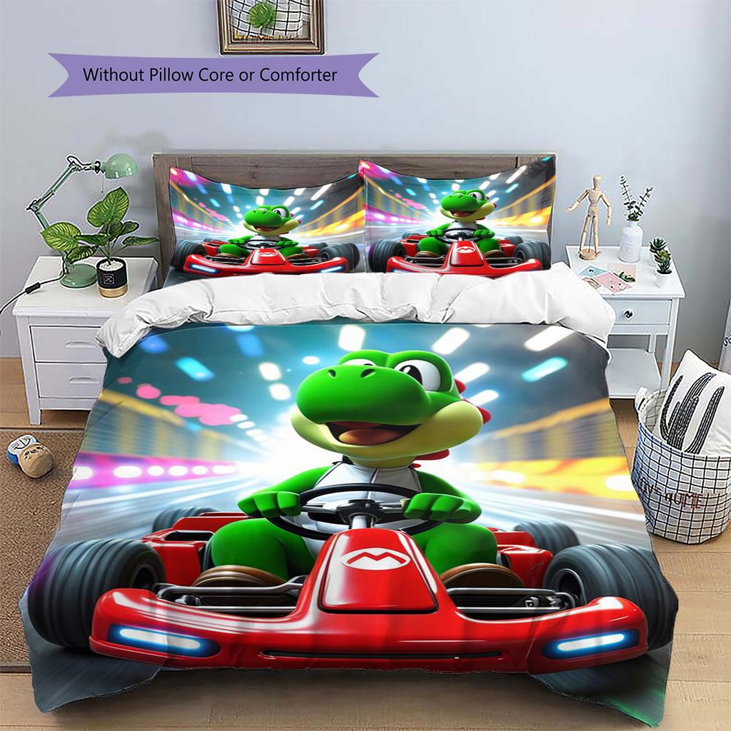 Mario Patterned Pillowcase & Duvet Cover Set Bedroom Premium Stylish Bedding with Anime Theme Thoughtful Present.-TING