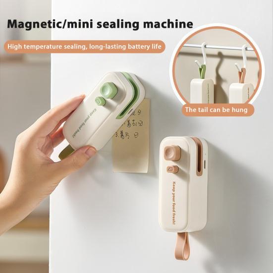 Mini Bag Sealer Rechargeable 2-in-1 Heat Sealer with Cutter Portable Sealing Machine for Plastic Bags Kitchen Sealant Device