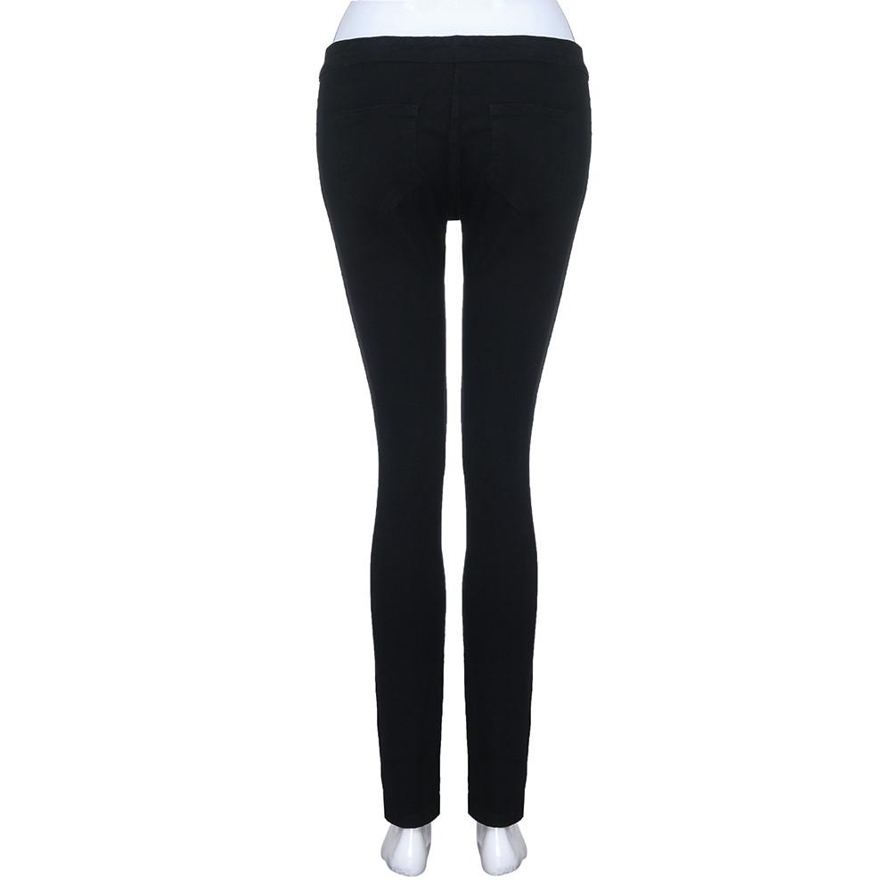 Women Casual Slim Hole Long Jeans Zippers Sexy Skinny Pants Daily Trousers