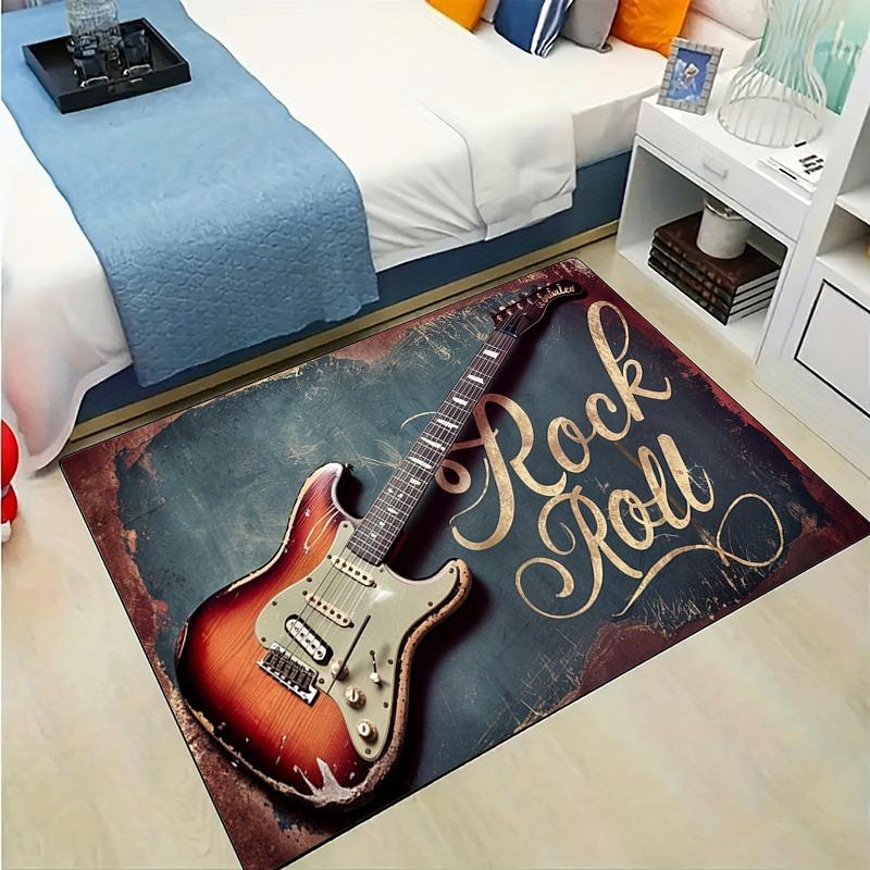 1PC Juitar Kitchen Rugs Non-Slip Home Door Mats Pop Design Bathroom Rugs Bath Mat Carpet for Home Sink Laundry Decor