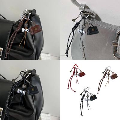 Trendy Keychain Purse Decoration Alloy and Leather Key Holder Bag Charm Keyring Suitable for Any Occasion or Outfit