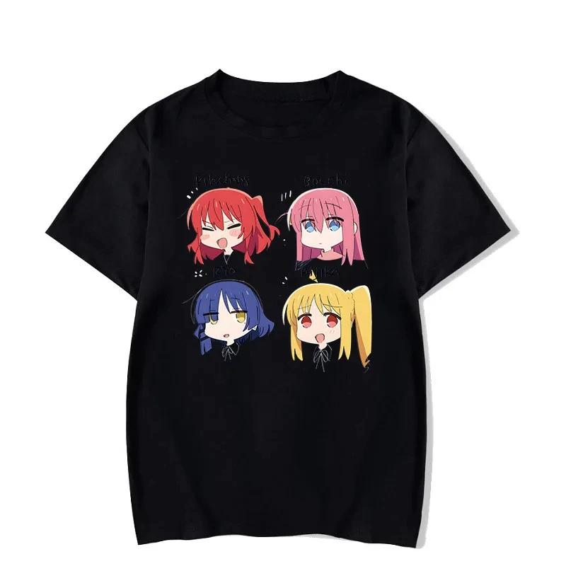 Unisex Anime Cos BOCCHI THE ROCK Hitori Gotoh Ljichi Nijika Cotton Summer Casual Short Sleeve Tees High Quality Streetwear