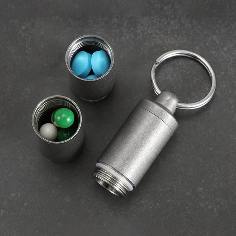 Titanium Alloy Medicine Case Waterproof Sealed Capsule Storage Container Bottle Keychain Travel Multi-function Outdoor EDC Tool