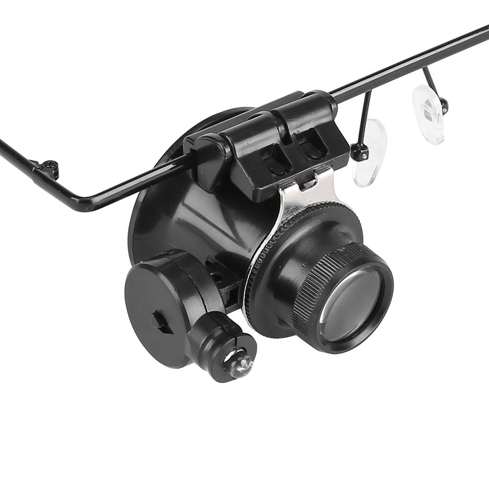 Watch Repair Single Lens Eye Glasses 20x Magnifying Magnifier Jeweler Tool LED Light Loupe