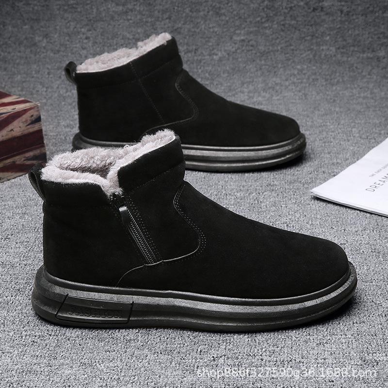 

Мужские зимние ботинки средней высоты из толстого хлопка 2023 года — трендовая, модная зимняя обувь 43 чёрный