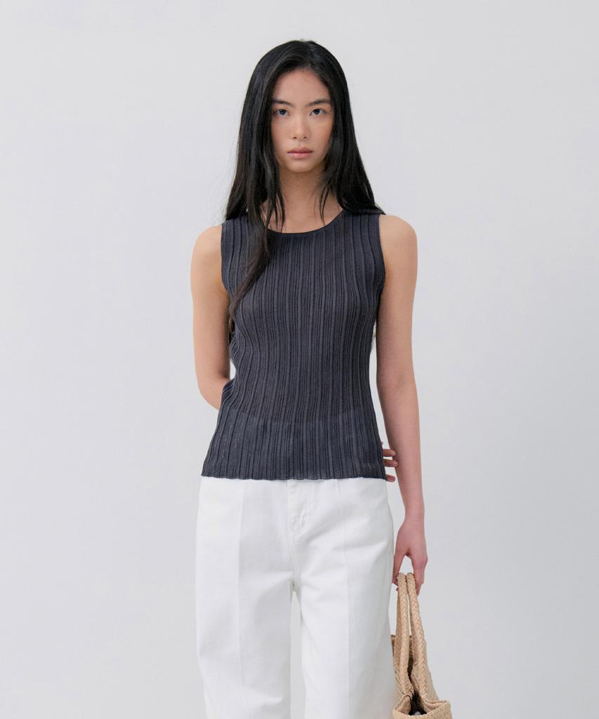 NOTIA Sleeveless Pleats Knit - Charcoal