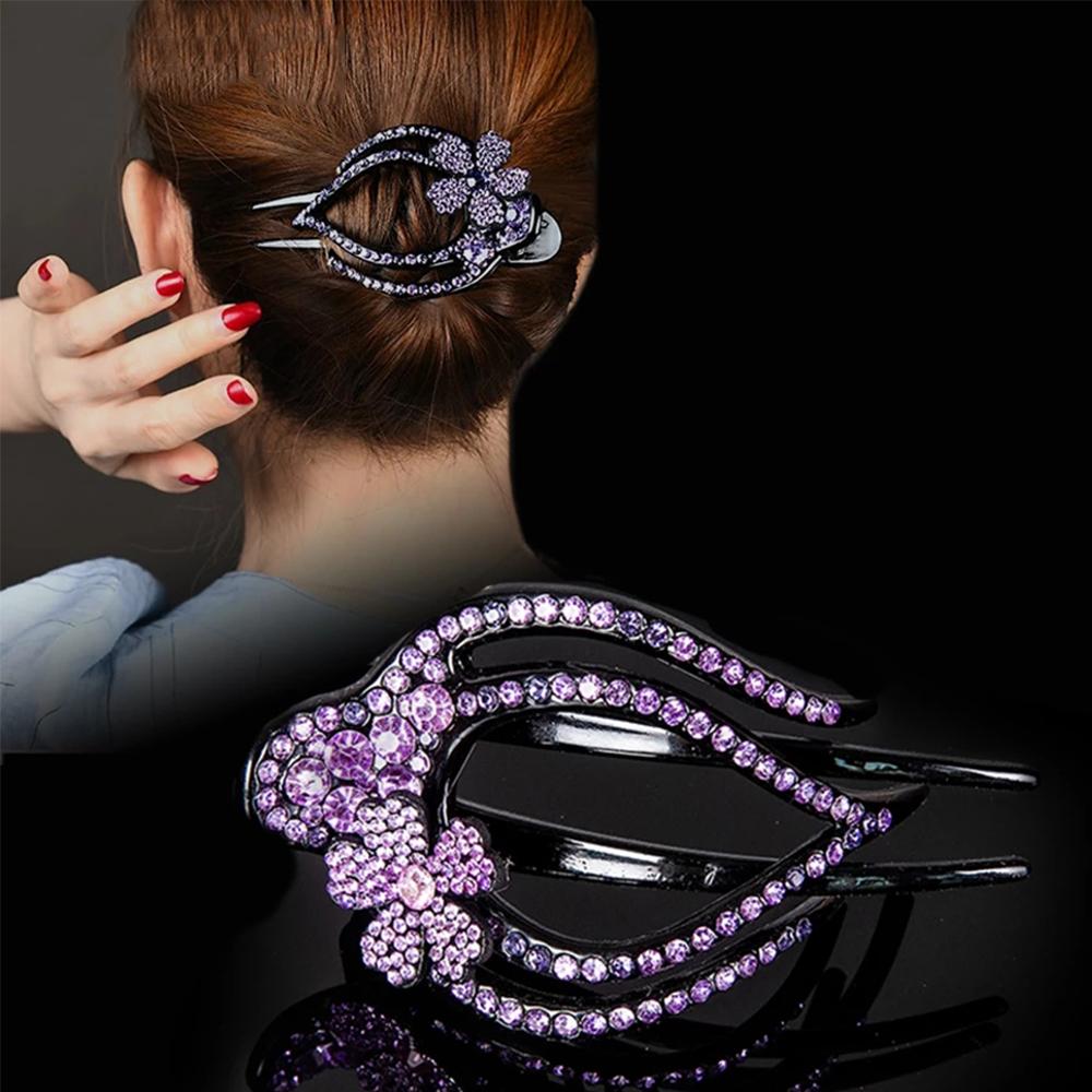 Shiny Disk Hair Crystal Flower Rhinestone Hair Claws Crystal Hair Clip Hairgrip Hair Accessories