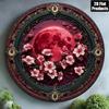 Vintage Metal Wall Art Red Flowers Moon Poster Home Decor