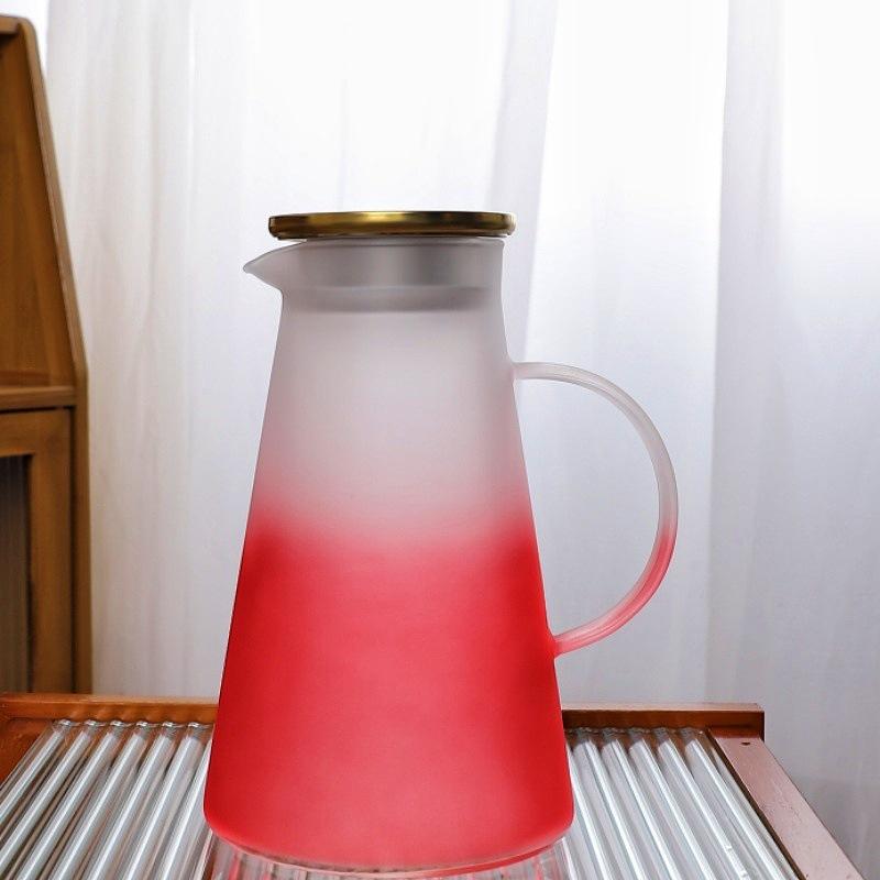 Transparent Glass Belt Handle Heat resistant Simple Cool Water Kettle Household Living Room Large Capacity Juice Cold Drink Cool Water Kettle