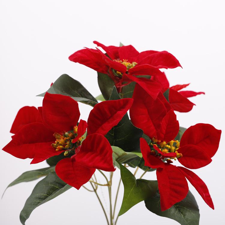 Velvet Poinsettia Christmas Wedding Bouquet - Artificial Flower Decoration.