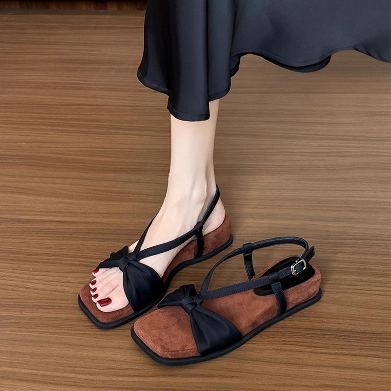 Elegant Bow Platform Open-toed Sandals Women's Summer New with Skirt Soft-soled Wedge Sandals