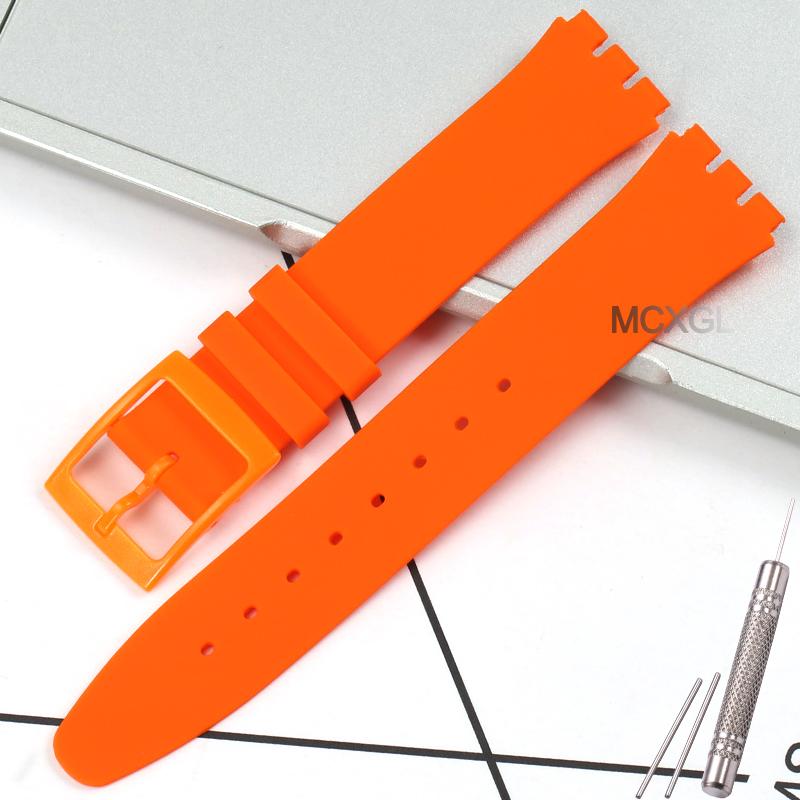 16mm Ultra-thin Silicone Strap For Swatch Classic Thin Silicone Watch Strap Special Three Forks Waterproof Bracelet