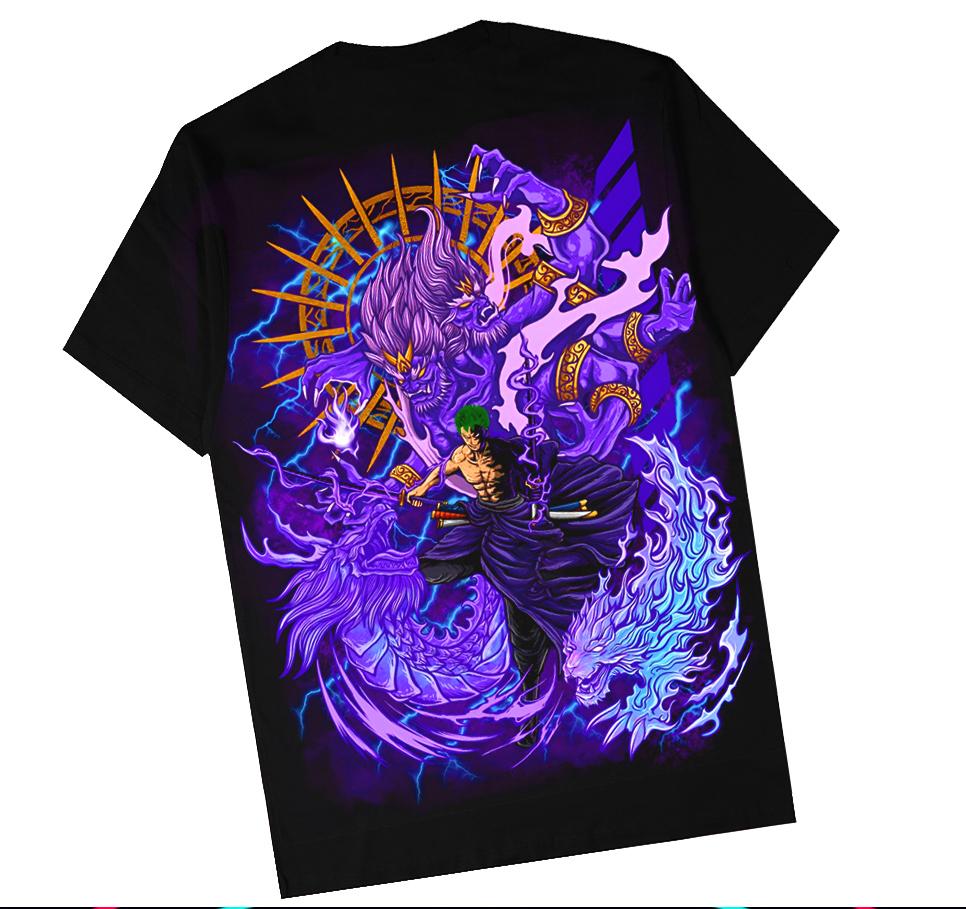 ZORO ONE PIECE Pánské Dámské Harajuku Retro Anime Letní Tričko Krátký Rukáv Nadměrné Ležérní Volné Fitness Pohodlné Y2k Top