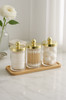 Qtip Holder Bathroom Organizers and Storage Box Cotton Swab Dispenser Cotton Ball Holder with Tray Jars Bathroom Containers