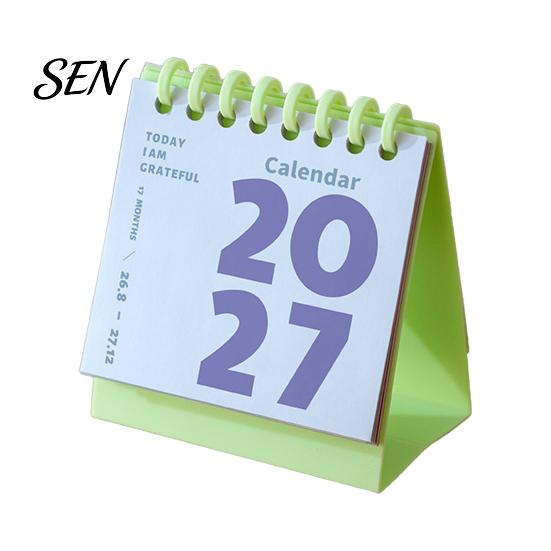 Small Desk Calendar 2027 Mini Calendar, Spiral Bound Standing Flip Monthy Desktop Schedule Planner for Home Office Daily