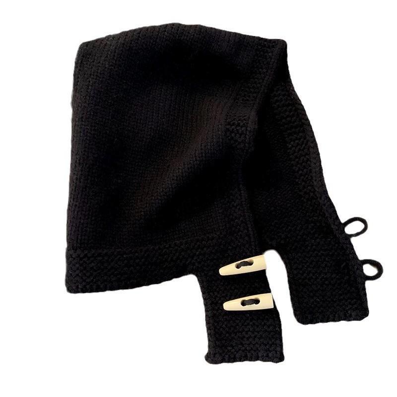 Korean Dongdaemen New Twinkle Horn Buckle Balaclava Women's Winter All-Match Scarf Knitted Hat Ear Protection