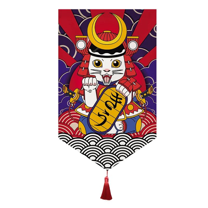 Japanese Short Curtain Doorway Noren Sushi Shop Triangle Flag Kitchen Home Decor Drapes Ramen Restaurant Hanging Half-Curtain