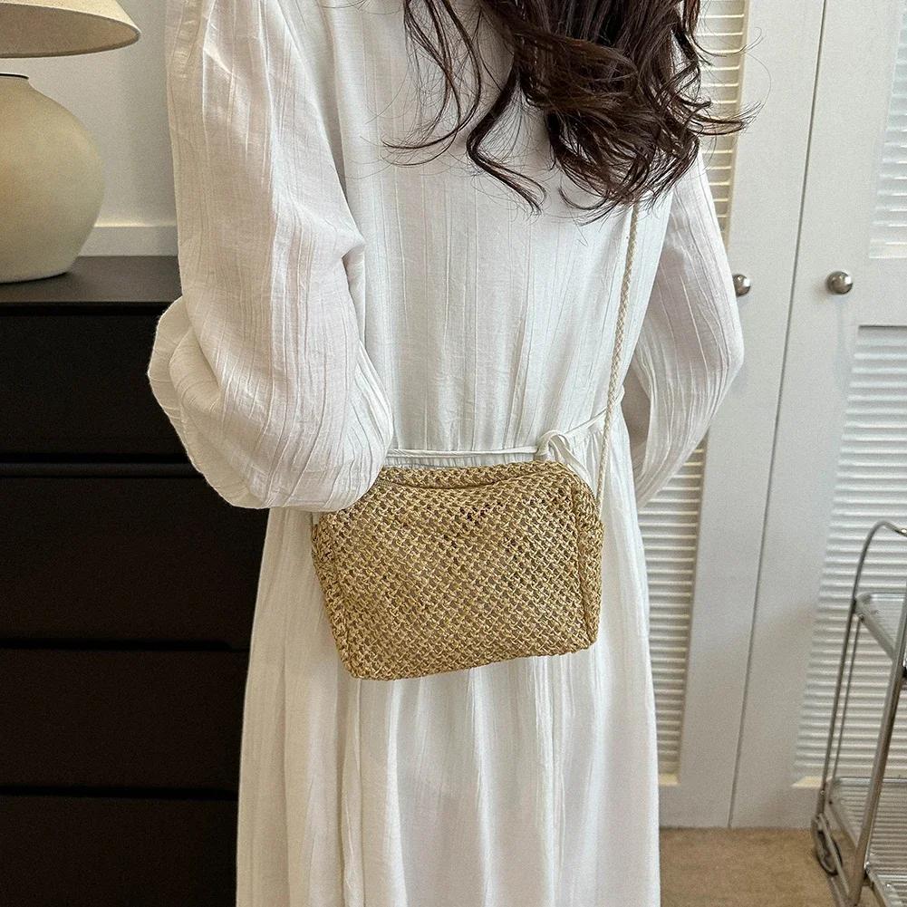 Damen Mode Sommer Stroh Umhängetasche Damen Strand Urlaub Einkaufen Gewebte Schulter Handtasche Messenger Geldbörsen für Damen Taschen