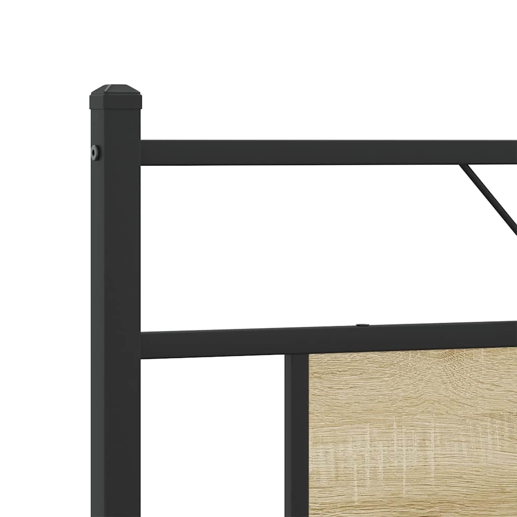 Metal Bed Frame without Mattress Sonoma Oak Finish 72 x 84 in (183 x 213 cm)