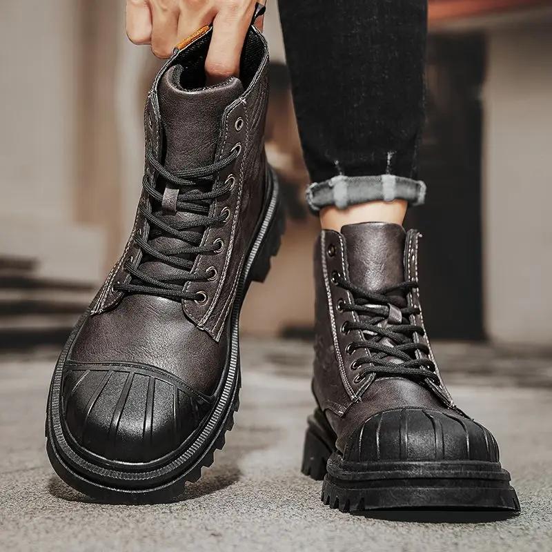 

Men s Leather Shoes High Top New In Non Slip Designer Quality Fashion Male Casual Boots Free Delivery Shipping Legitimate Social 39