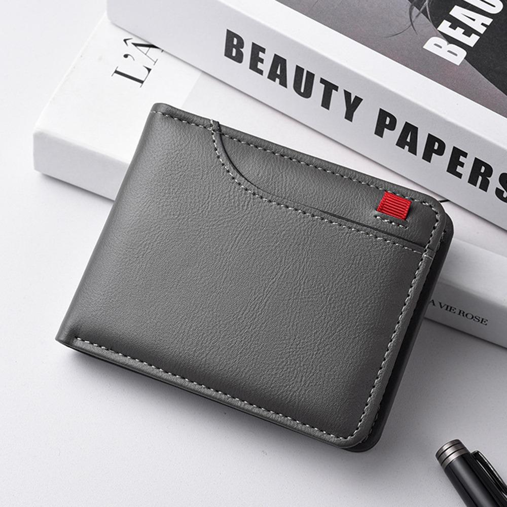 Ultra Thin Men's Short Wallet Pu Leather Coin Pocket Luxury Male Bifold Wallets  Credit Card