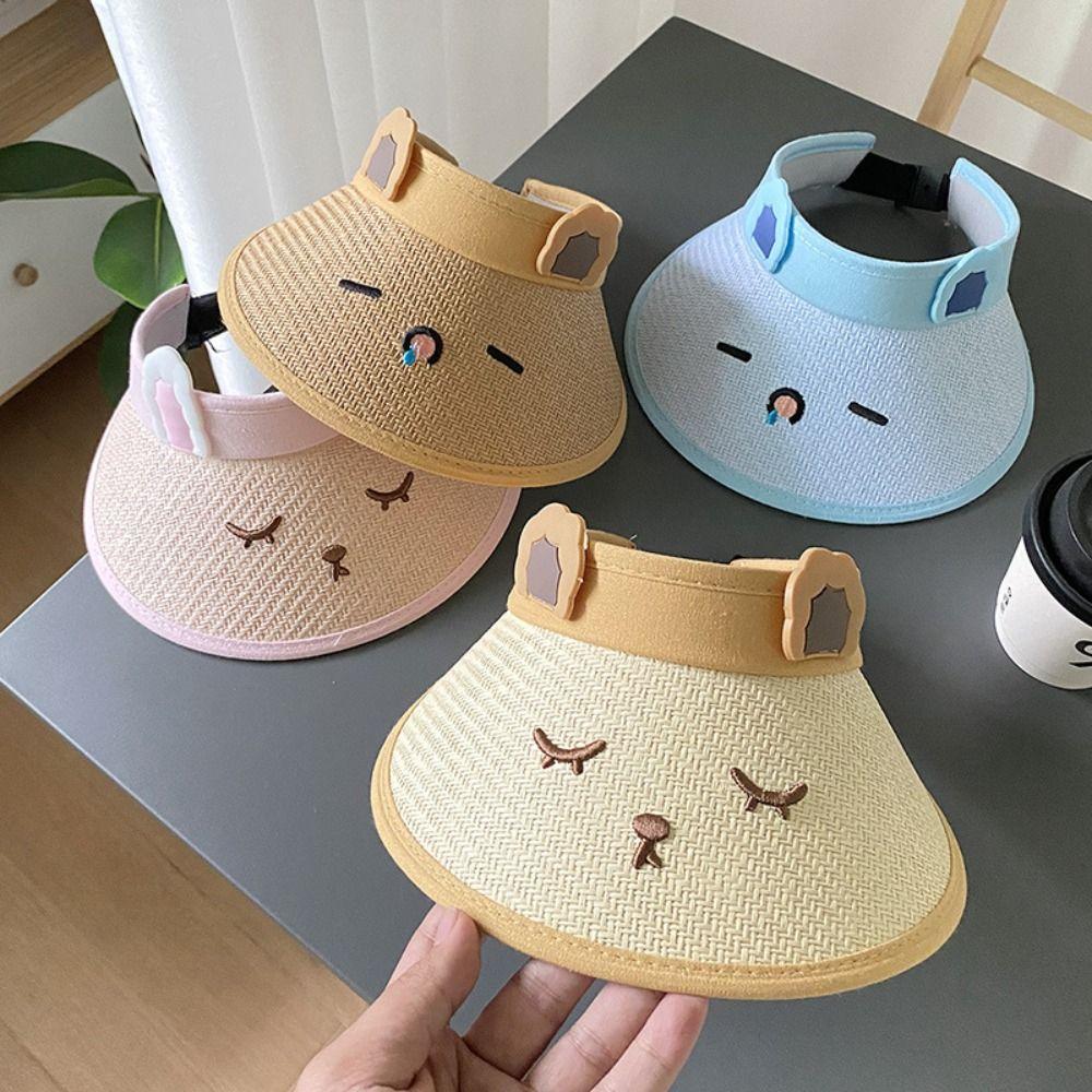 Sun Hat Children Straw Sun Hat Shading Hat Children's Visor Hat Cartoon Sunshade Hat  Beach