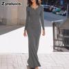 Herbst Neues Französisches Elegantes Stil Schlanke Passform Bodycon Langarm Strickkleid