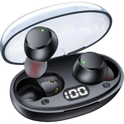 Kabellose Ohrhörer Bluetooth 5.4 Kopfhörer mit Mikrofon LED-Leistungsanzeige IPX7 Wasserdichte Ohrhörer für Telefon Sport Übung Laufen Arbeiten Fitnessstudio TV PC