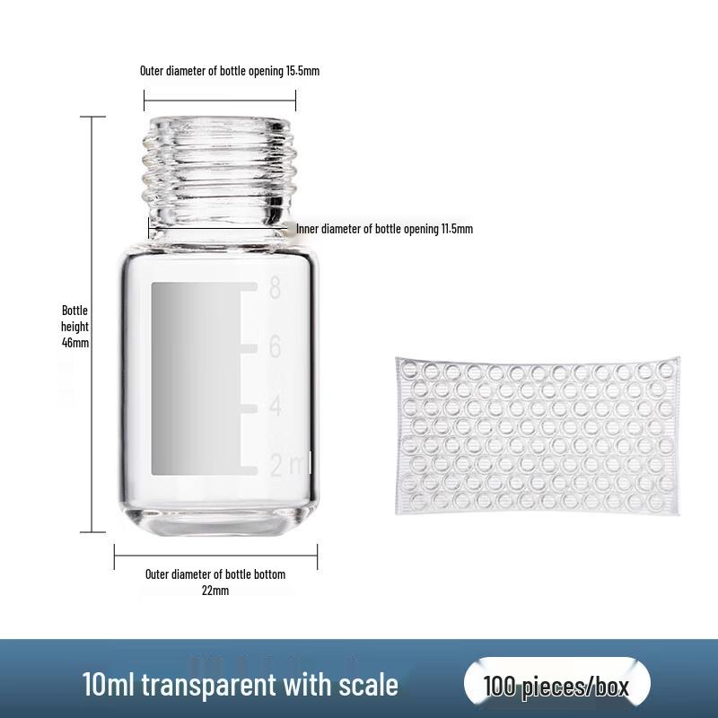 10ml Transparent Graduated Glass Sample Vials