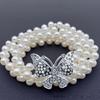 Luxury Butterfly Pearl Belt Pearls and Rhinestones Elastic Waist Bands  For Women Lady Girl