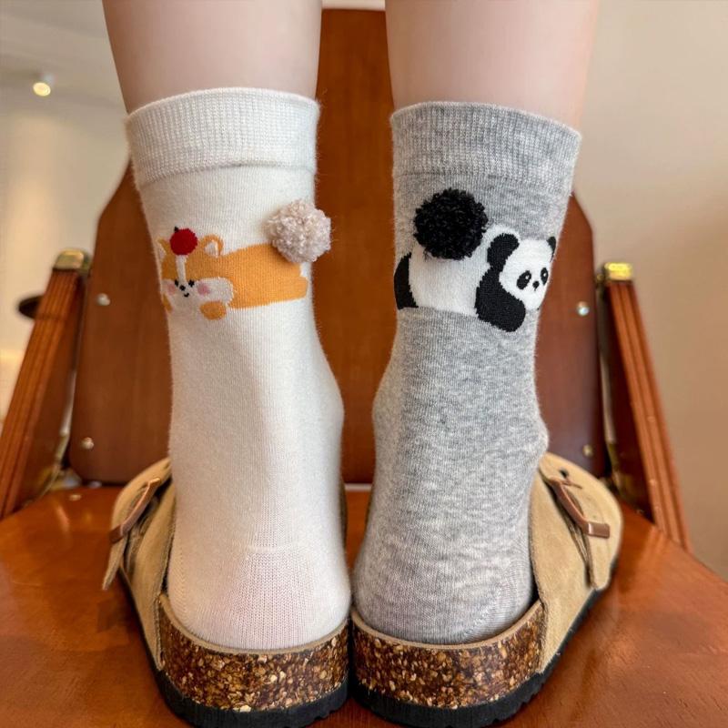 1Pair Cotton Comfortable Animal Egg Socks Skin-Friendly Cartoon Cartoon Multi-element Three-dimensional Print