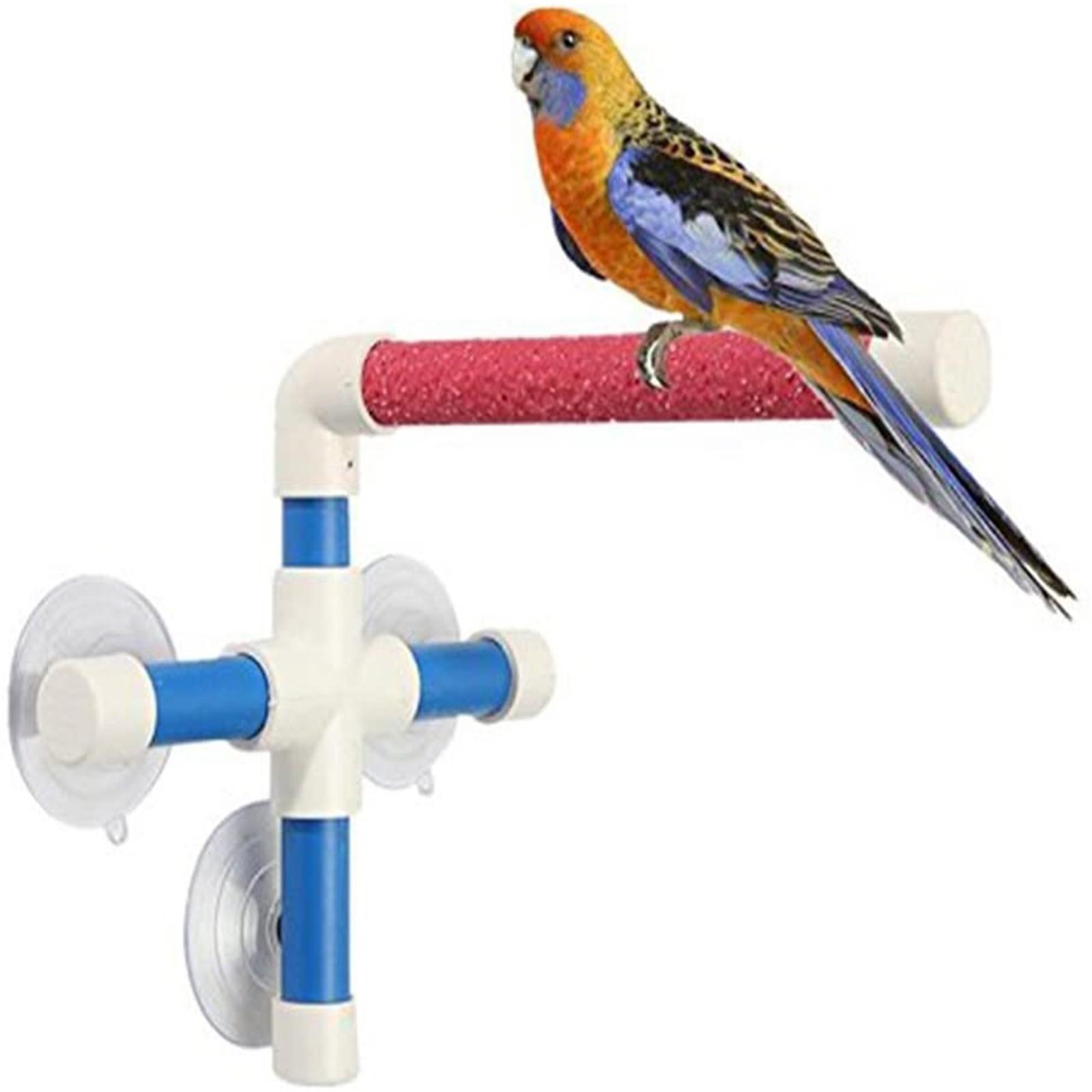 Bird Perch Parrot Stand Three Arms Suction Cup Mounted Play Stand for Cage Mounted Parrot Toy белый